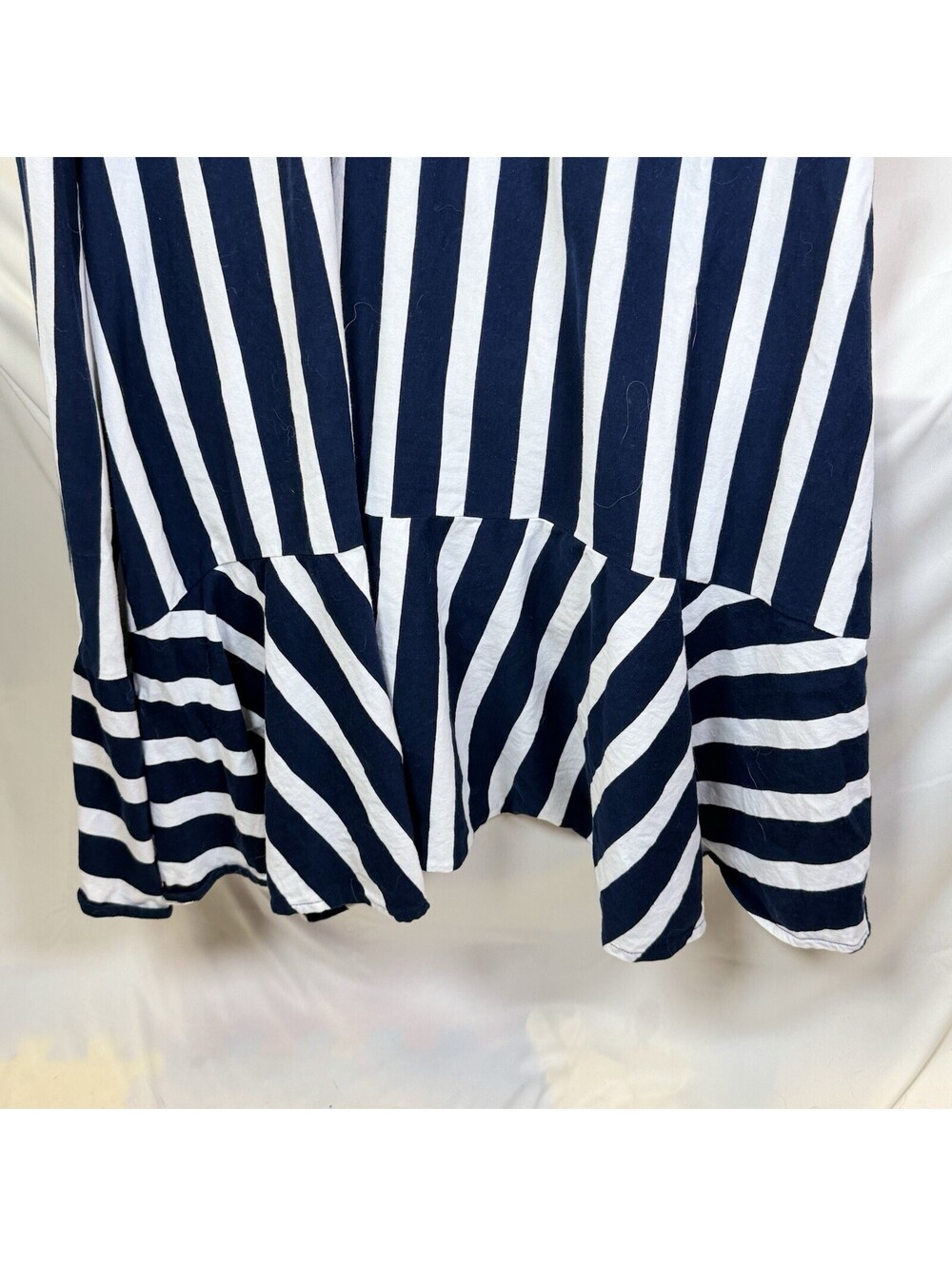 Chaps Womens Large Navy White Striped  Dress Sleeveless V Neck Cotton Summer - Picture 2 of 12